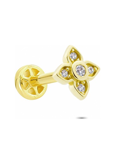 Glorria Altın Yonca Tragus Piercing Çok Renkli