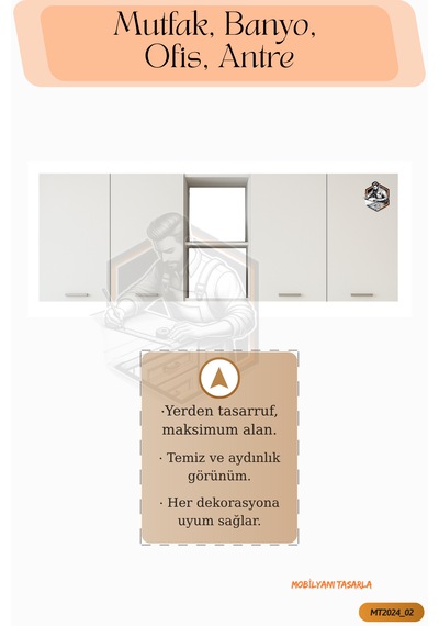 Tamamı Mdf Çok Amaçlı 4 Kapaklı Açık Raflı Üst Dolap Mutfak/banyo