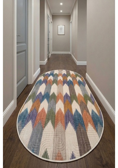 Raschel Carpet Oval Bohem Yıkanabilir Leke Tutmaz Modern Multi Çok Renkli Özel Seri Kaymaz Taban Yolluk Rcmultı Yllk Yenımodelelıps 001 Çok Renkli
