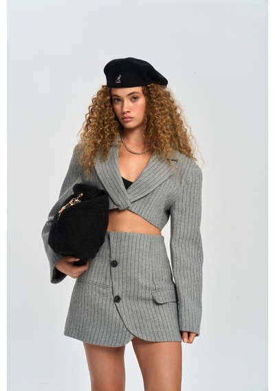 Mai Studios Co. Mai Collection Elegant Gri Ceket-etek Takım Gri