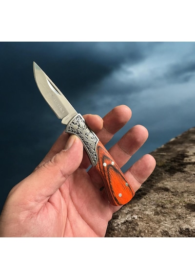 Alaska Mini Cep İşlemeli Kamp Çakı Kahverengi