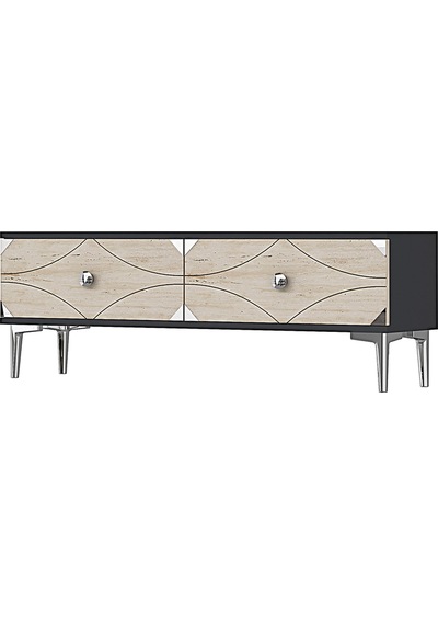 Tsa1297ats Alfa Tv Sehpası Antrasit-traverten-silver 120cm