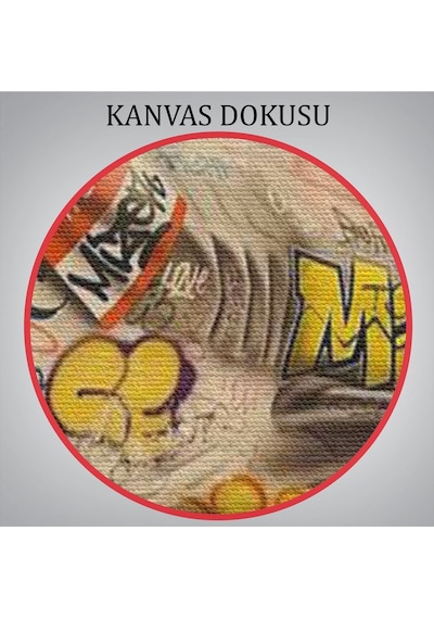 Es10 Özel Tasarım Graffiti Köpek Balığı Kanvas, Pop Art Tablo-5416 (125 x 210)