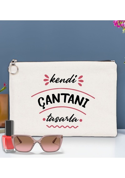 Bk Gift Kişiye Özel Kendin Tasarla Astarlı Portföy Çanta 30x21cm, Baskılı El Çantası, Organizer Çanta Haki