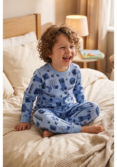 Zuzunga Computer Game Desenli Erkek Çocuk Pijama Takımı Mavi - Lacivert Zuzunga Computer Game Desenli Erkek Çocuk Pijama Takımı Mavi - Lacivert