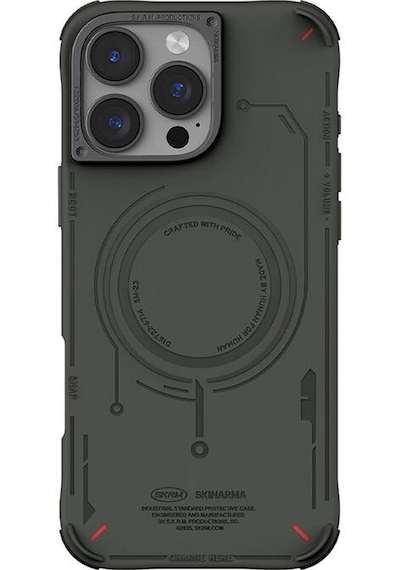 Apple iPhone 16 Pro Max Uyumlu Kılıf Magsafe Özellikli Metal Kamera Çerçeveli Skinarma Mecha Serisi Olive