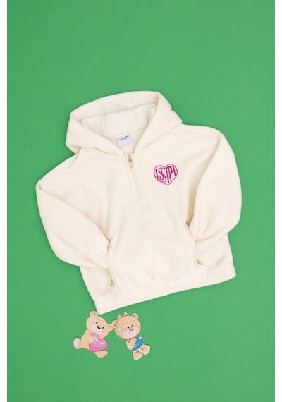 U.S. Polo Assn. Kız Çocuk Krem Yarım Fermuarlı Polar Sweatshirt 50296287-VR071
