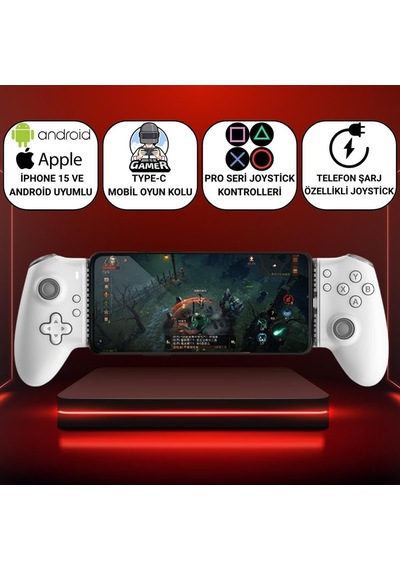 Profesyonel Titreşimli 400mah Type-c Girişli Mobil Oyun Kolu Joystick İos&android İle Uyumlu Diğer