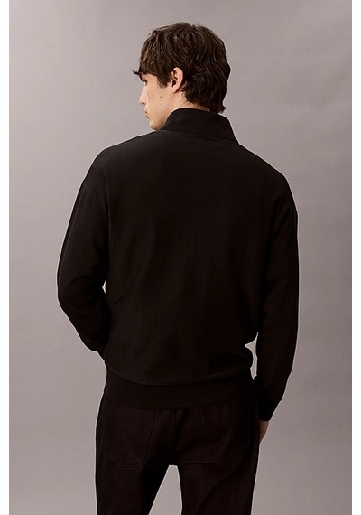 Calvin Klein Erkek Rahat Kalıp Yarım Fermuarlı Yüksek Yaka Sweatshirt - Siyah Black