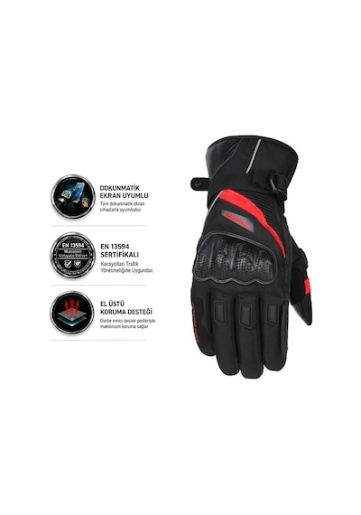 Scoyco Mtr83 Kırmızı Motosiklet Eldiveni Uzun Full Koruma Kışlık Waterproof Motorcu Eldiven Çok Renkli