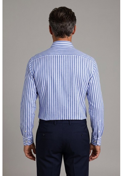 Bisse Mavi Regular Fit Cepsiz Uzun İtalyan Yaka Gömlek Gmczg261073 D35
