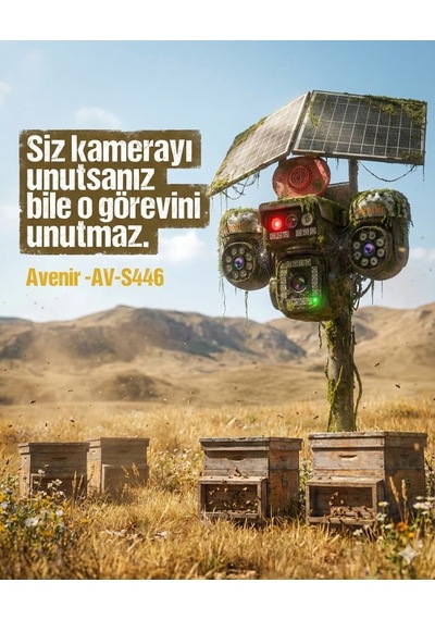 Avenir 4 Kameralı 3 Motorlu Ptz + 1 Sabit Kamera Solar Telefon Kontrol Turkcel Data Hattı 60 Gb Yanında