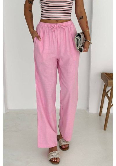 Kadın Bol Kesim Yazlık Pantolon Sky Drift Pembe