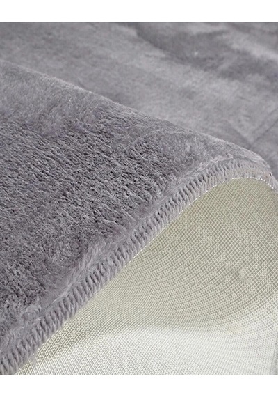Raschel Carpet Raschel Carpet Yıkanabilir Kaymaz Taban Yuvarlak Peluş Halı Açık Gri