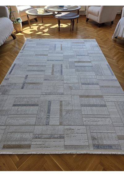 London Krem Multi Dekoratif Bambu Akrilik Yumuşak Modern Özel Ölçü Koridor Oturma Çocuk Odası Halısı 003-krem/multi