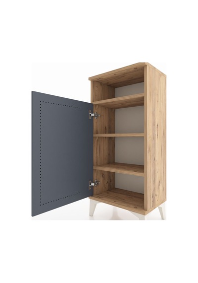 Arges Komodin 3 Raflı Tek Kapaklı 44x30x96 Çam-antrasit Atlas Çam