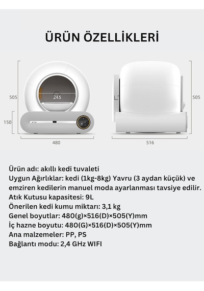 Aıcat Akıllı Kedi Tuvaleti Kum Kabı