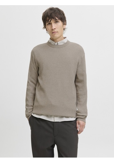 Jack & Jones Jack Jones Erkek Desenli Örgü Kazak 12283381 Krem