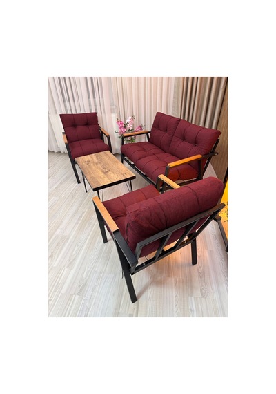 Houseart Menekşe Balkon, Bahçe,teras,cafe - Salon - Metal Kanepe Koltuk Takımı - 2 1 1 Sehpa Bordo Houseart Menekşe Balkon, Bahçe,teras,cafe - Salon - Metal Kanepe Koltuk Takımı - 2 1 1 Sehpa Bordo