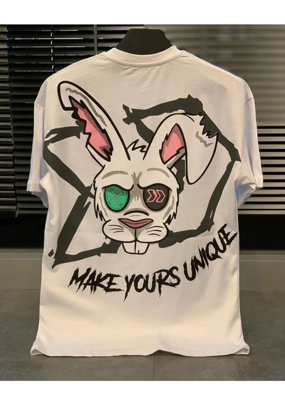 Startmore Make Yours Unique Baskılı Oversize Unisex Pamuk Beyaz