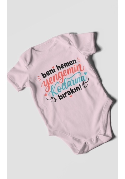 Morivokids Yengeye Özel Kısa Kollu Bebek Body %100 Pamuk Bebe Pembe