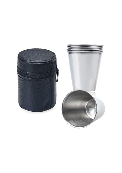 Çelik Shot Bardak (4adet + Çanta)