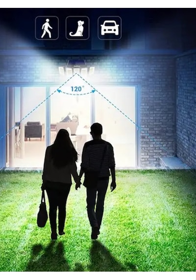 300 Led Güneş Enerjili 3 Mod Kumandalı 3 Metre Kablolu Kaliteli Sensörlü Solar Sokak Lambası 1