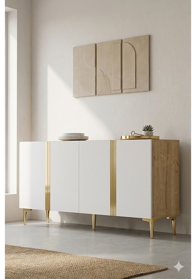 Ka1598dbg Anka Konsol Ve Tv Sehpası Safirmeşe-beyaz-gold 150cm