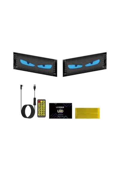 Wearfitpro 200 Cm Şeytan Led Gözler Animasyonlu Araba,kamyon,otobüs Kumandalı Esnek Ön Arka Cam Rgb Led Ekran