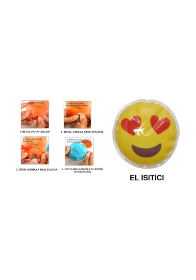 Kalpli Emoji Şekilli El Isıtıcı,sıcak Su Torbası Pvc 9 CM