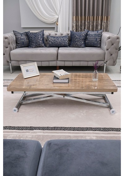 Home Üst Tabla Mdf Antiklayt Oval Köşe Alt Krom