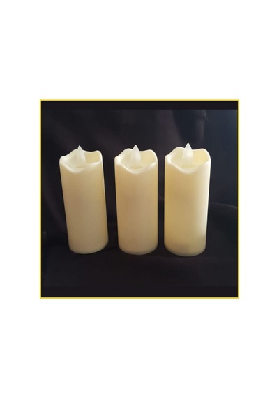 3'lü Işıklı Dumansız Pilli Led Mum Midi Sarı