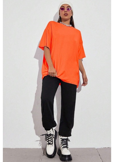 Flood Of Style Unisex Los Angles Tasarım Tshirt Turuncu