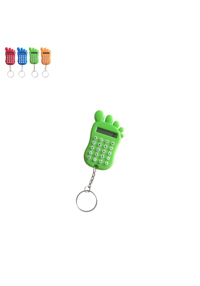 Yeşil Ayak Şekilli Mini 8 Haneli Hesap Makinesi Anahtarlık 1 Adet Ebat: 6.7 CM x 4 CM