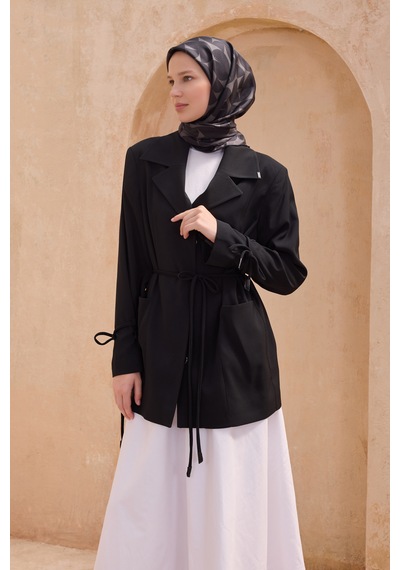 Belli Twill İpek Eşarp Siyah - Füme