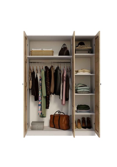 Midose Loren 3 Kapaklı, 6 Raf Bölmeli, Askılıklı Geniş Elbise Dolabı, Gardırop Ceviz&beyaz Ceviz Kapak&beyaz Gövde Midose Loren 3 Kapaklı, 6 Raf Bölmeli, Askılıklı Geniş Elbise Dolabı, Gardırop Ceviz&beyaz Ceviz Kapak&beyaz Gövde