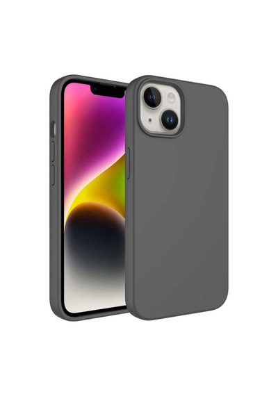Apple Uyumlu iPhone 14 Plus Kılıf Sıvı Teknolojili Silinebilir Sert Zore Kivi Kapak Gri