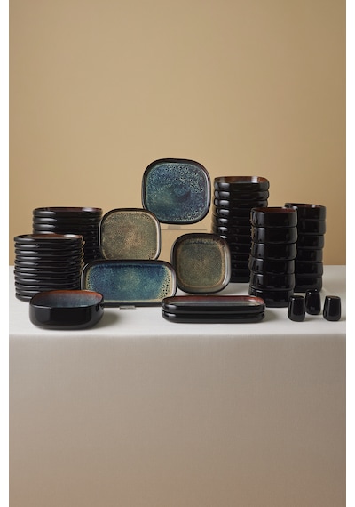 Karaca Earth Collection Asimetrik 55 Parça 12 Kişilik Yemek Takımı Siyah