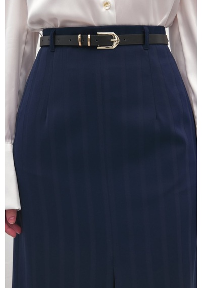 Sateen Anna Yırtmaçlı Etek - Lacivert-137175 Lacivert