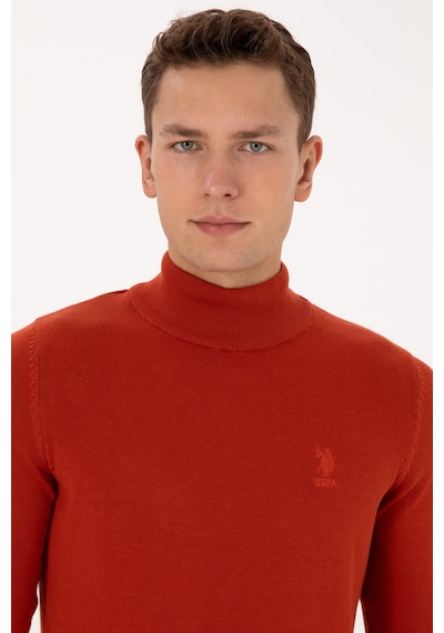 U.S. Polo Assn. Erkek Slim Fit Yarım Balıkçı Yaka Kiremit Basic Kazak 50307783-VR031 U.S. Polo Assn. Erkek Slim Fit Yarım Balıkçı Yaka Kiremit Basic Kazak 50307783-VR031