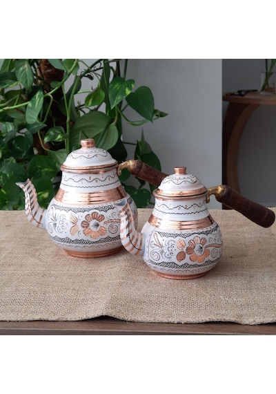 Gül Çiçek Royal Küçük Bakır Çaydanlık 1,4 Lt Bakır