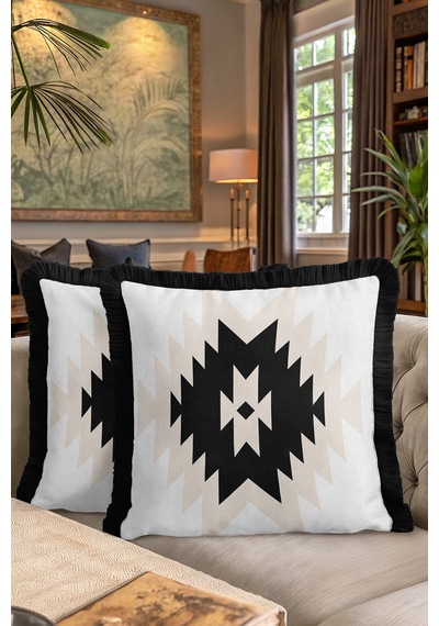 Etnik Geometrik Saçaklı Yastık Kılıfı - Bohem Siyah Krem Modern Püsküllü Kırlent Kılıfı Dumanlı Fırtına Mavisi Etnik Geometrik Saçaklı Yastık Kılıfı - Bohem Siyah Krem Modern Püsküllü Kırlent Kılıfı Dumanlı Fırtına Mavisi