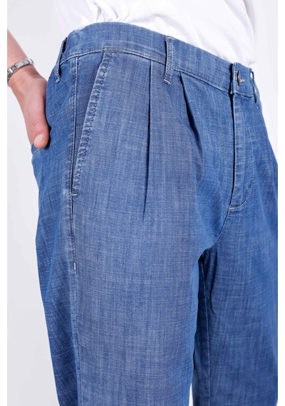 HLT Jeans Erkek Açık Mavi Yazlık Çift Pileli Rahat Kesim Beli Lastikli Bol Paça Baggy Pantolon Albert-1993