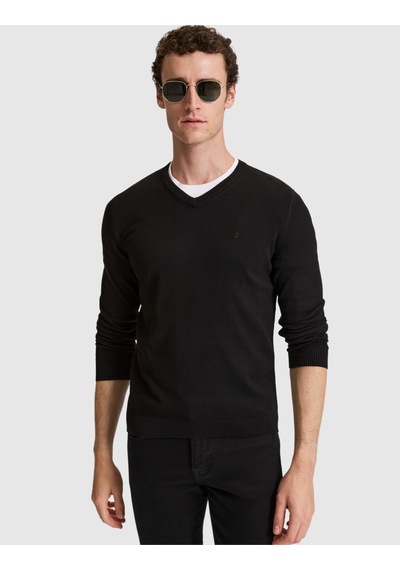 Pierre Cardin Siyah Slim Fit Basic Kazak 50315510-vr046