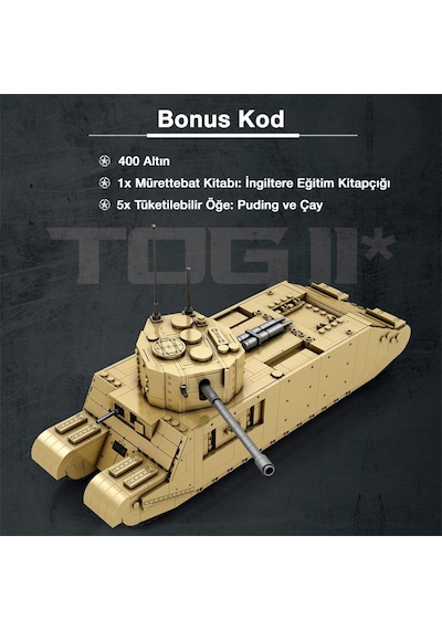 Reobrix 77032 World Of Tanks Togıı İngiliz Ağır Tankı British Heavy Tank Yaratıcı Yapı Blok Seti Building Blocks - 1427 Parça