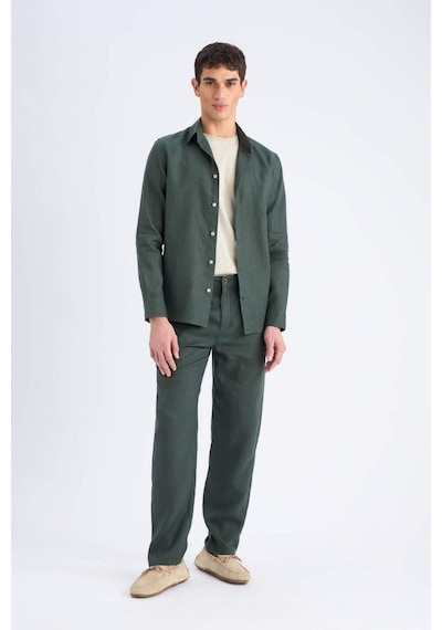 DeFacto %100 Keten Relax Fit Rahat Kesim Düz Paça Yazlık Pantolon -  C1117AX25SPKH498
