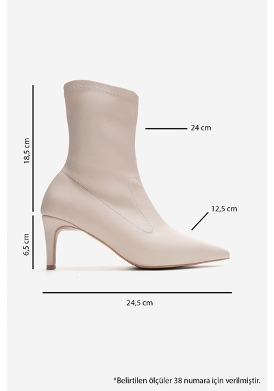 Luvishoes Rossano Bej Streç Kadın İnce Topuklu Bot Bej