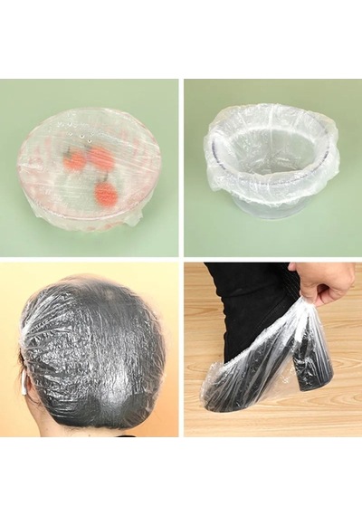 100 Adet Elastik Saklama Torbası - Tencere Bonesi Plastik Turuncu Diğer