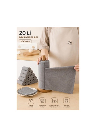 20'li Rulo Mikrofiber Temizlik Bezi Seti 30x30 Cm Yüksek Emici İz Bırakmaz Çok Amaçlı Bez Diğer