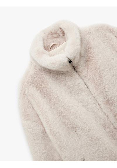 Koton Fermuarlı Dik Yaka Cepli Suni Kürk Peluş Oversize Crop Mont Ekru 6wak00004ew Ekru Koton Fermuarlı Dik Yaka Cepli Suni Kürk Peluş Oversize Crop Mont Ekru 6wak00004ew Ekru